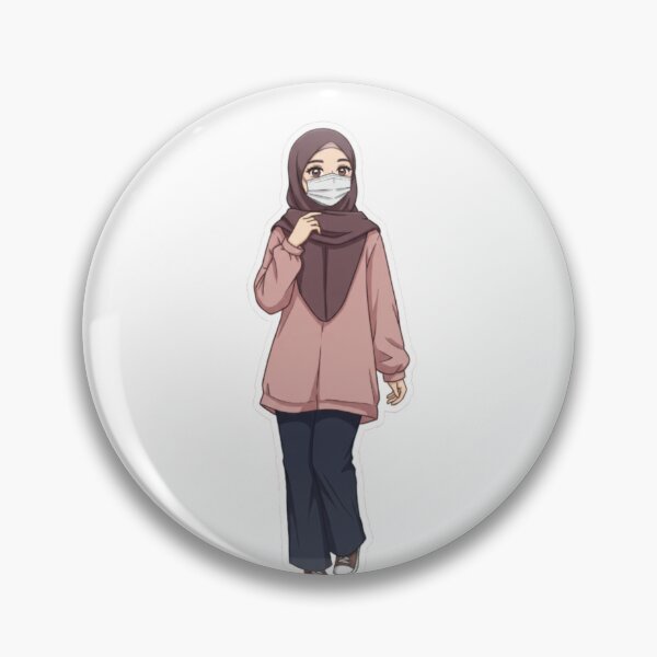 Item preview, Cute Hijab Girl with Mask – Modern Anime Vibe designed and sold by MorishimaSenpai.