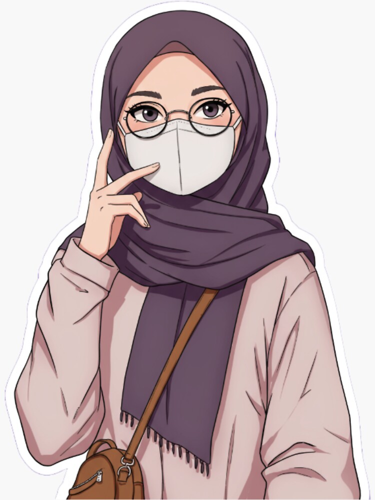 Cute Hijab Girl with Mask – Modern Anime Vibe