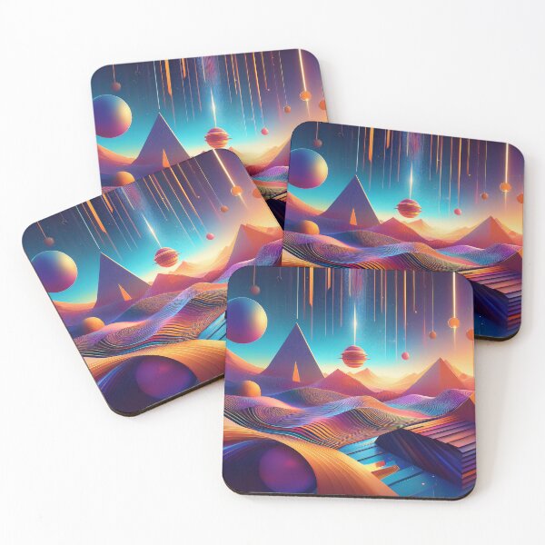 Item preview, "Dreamscape of Cosmic Waves and Neon Pyramid Lights" designed and sold by ChernivtsiSkoda.