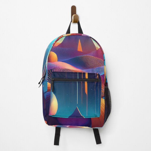 Item preview, "Dreamscape of Cosmic Waves and Neon Pyramid Lights" designed and sold by ChernivtsiSkoda.