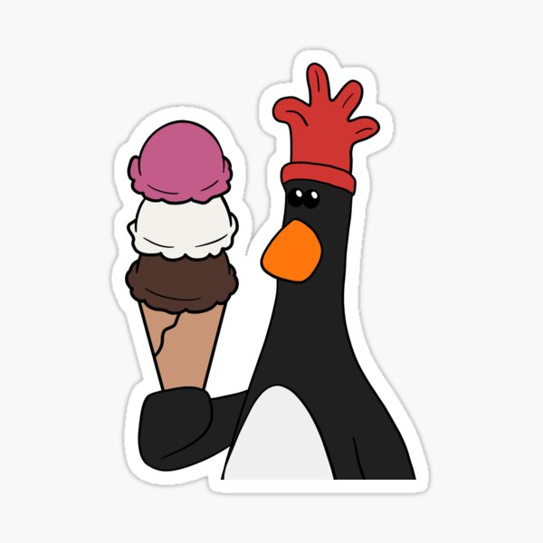 Vista previa del artículo con la obra «Feathers McGraw con helado - Ilustración divertida de Wallace y Gromit», diseñado y vendido por CraftyScamp.