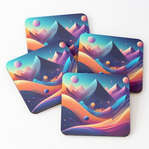 Item preview, "Vibrant Planetary Currents Across the Dreamlike Neon Peaks" designed and sold by ChernivtsiSkoda.