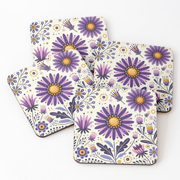 Item preview, Scandinavian Folk Art - A Passion for Purple daisies by heidiannemorris designed and sold by FOLK ART FUSION by heidiannemorris.