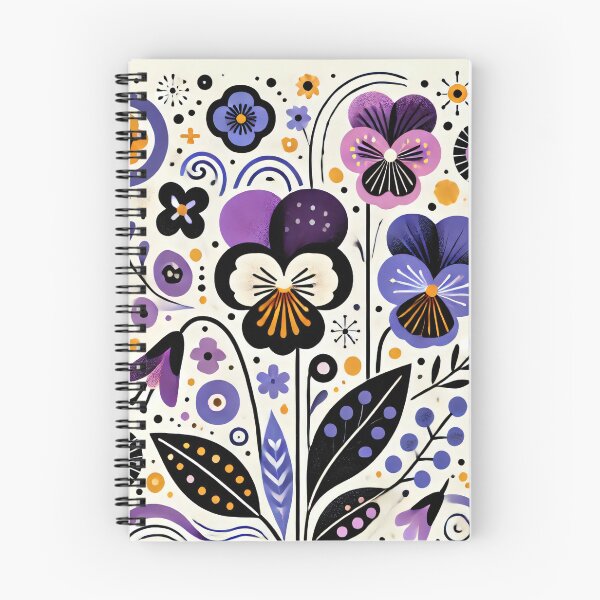 Item preview, Scandinavian Folk Art - Vibrant Purple Viola flowers by heidiannemorris designed and sold by FOLK ART FUSION by heidiannemorris.