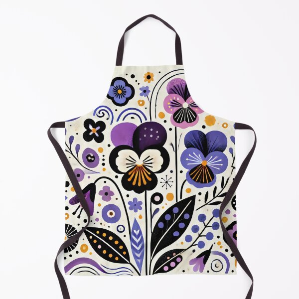 Item preview, Scandinavian Folk Art - Vibrant Purple Viola flowers by heidiannemorris designed and sold by FOLK ART FUSION by heidiannemorris.