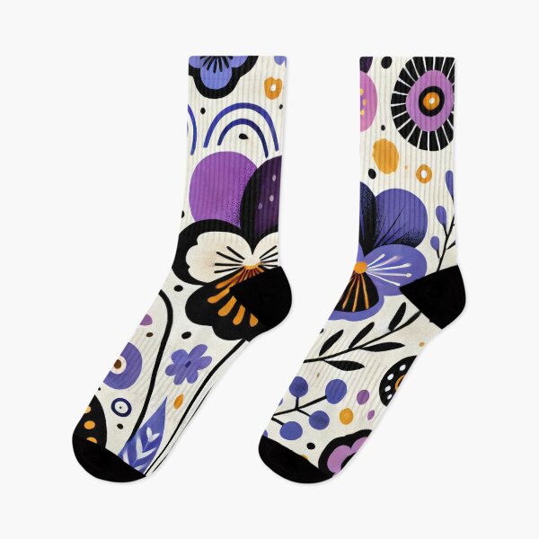 Item preview, Scandinavian Folk Art - Vibrant Purple Viola flowers by heidiannemorris designed and sold by FOLK ART FUSION by heidiannemorris.