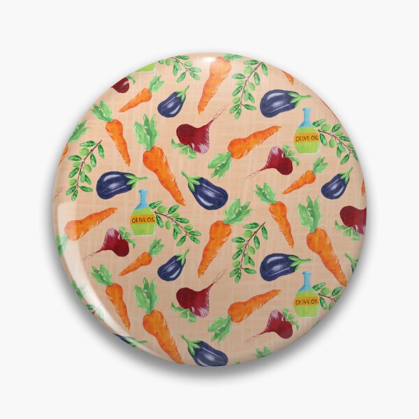 Item preview, Vegetables Carrots Eggplants Radishes Olives and Olive Oil Mediterranean Style Pastel Orange designed and sold by JasmineGDesigns.