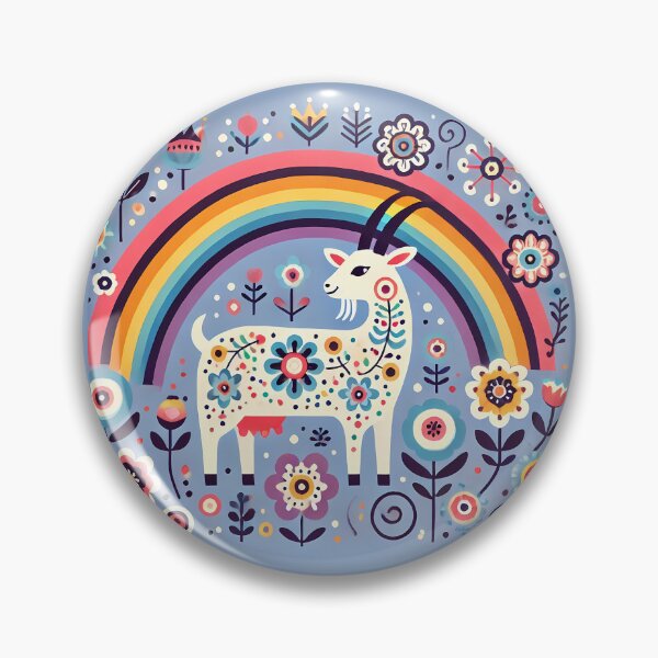 Artikelvorschau, Skandinavische Volkskunst Süße Ziege und Regenbogen von heidiannemorris © entworfen und verkauft von FOLK ART FUSION by heidiannemorris.