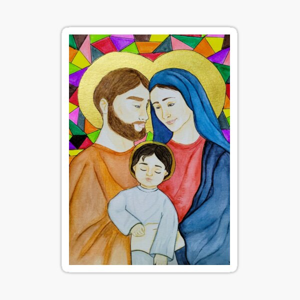 Item preview, Holy Family watercolor designed and sold by cadin.darte.