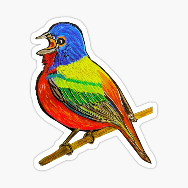 Item preview, Painted Bunting Bird Singing designed and sold by TheArtyOne11.