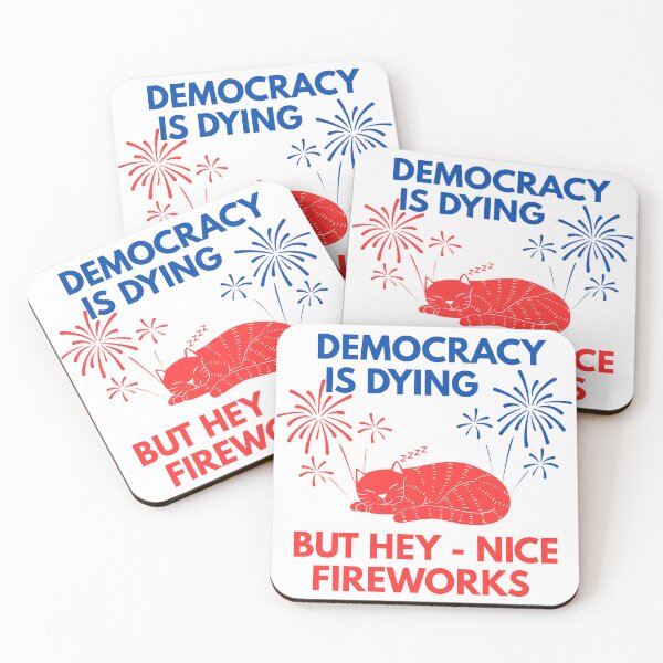 Item preview, Democracy Is Dying But Hey Nice Fireworks 4th of July Cat designed and sold by Minimalismat.