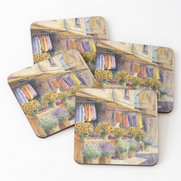 Item preview, Provence Market Scene and Sunflowers | French Watercolor Art Print  designed and sold by CARRAANN.
