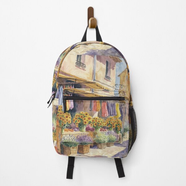 Item preview, Provence Market Scene and Sunflowers | French Watercolor Art Print  designed and sold by CARRAANN.