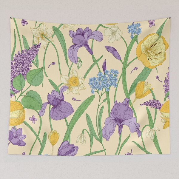 Item preview, Botanical Art - Spring Flower Gallery - Vintage Floral Garden - Cottagecore Pattern designed and sold by Jackie.Bloom.