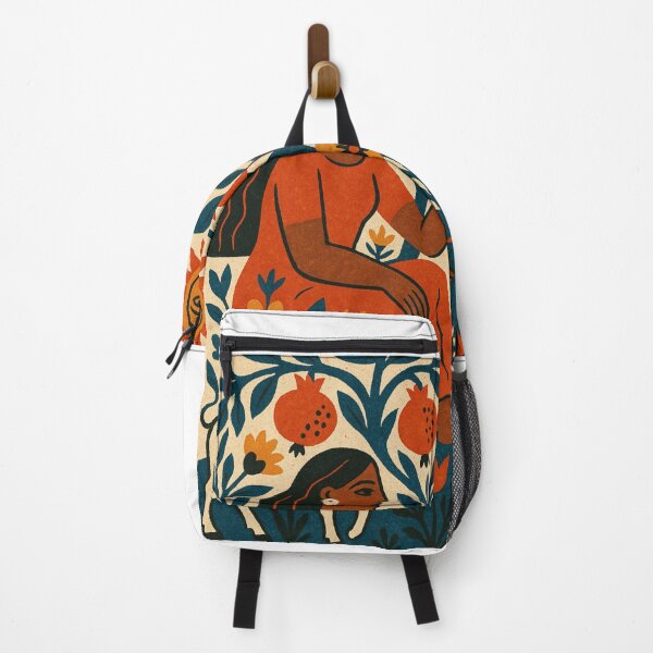Item preview, Vibrant Nature Goddess Logo – Woman, Pomegranate Tree, Sun, Bird & Cow designed and sold by TeutaDesings.