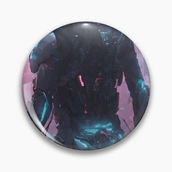 Item preview, Futuristic Robot Overlooking Cyber City – Purple & Pink Sci-Fi Art designed and sold by echowood26.