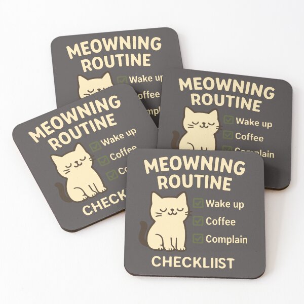 Item preview, Meowning Routine Checklist" – Cat's Daily Priorities designed and sold by TinyDoodles.