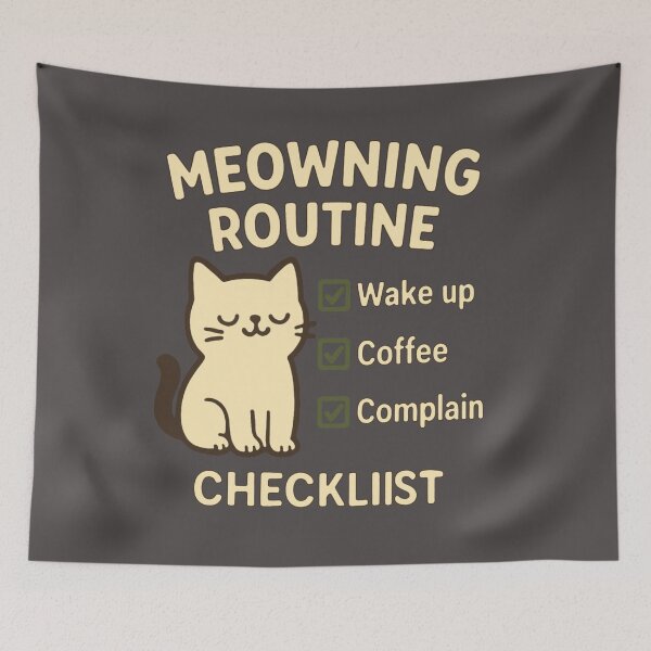 Item preview, Meowning Routine Checklist" – Cat's Daily Priorities designed and sold by TinyDoodles.