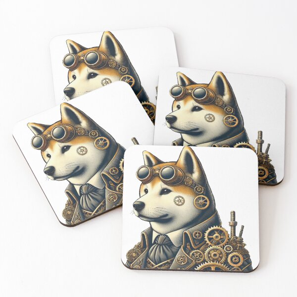 Artikelvorschau, Steampunk Akita Inu Hund – Vintage Gearpunk Hund mit Schutzbrille und Zahnrädern entworfen und verkauft von Asbiell.