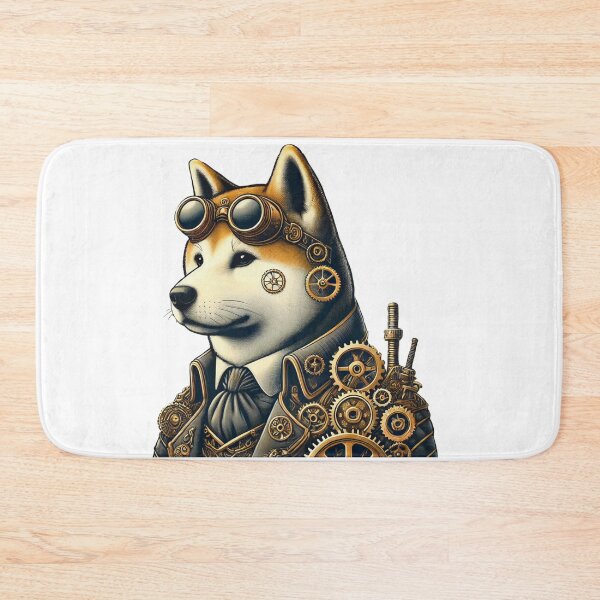 Item preview, Steampunk Akita Inu Dog – Vintage Gearpunk Canine with Goggles and Cogs designed and sold by Asbiell.