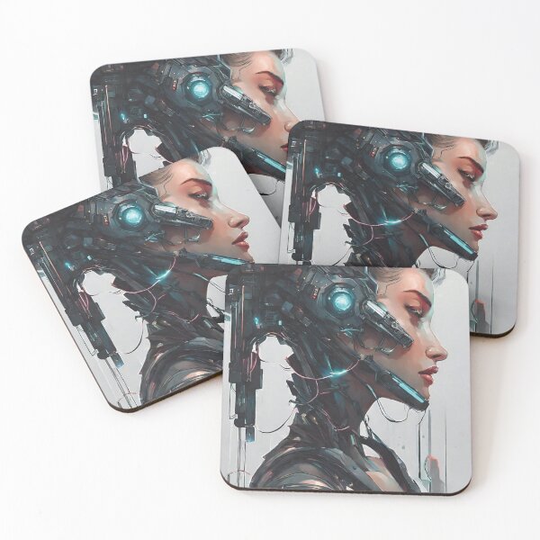 Item preview, Cybernetic Femme – Futuristic Sci-Fi Woman with Neon Tech Enhancements designed and sold by echowood26.