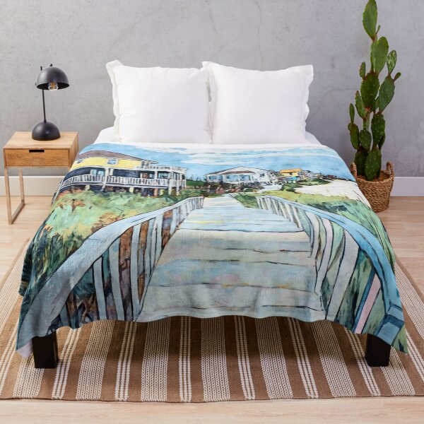 Item preview, Colorful Coastal Boardwalk and Beach Houses Watercolor designed and sold by Janine Aykens.