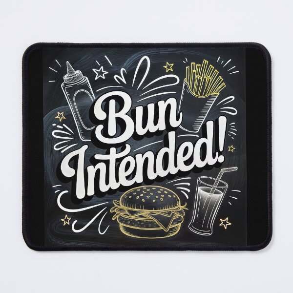 Item preview, Funny Burger Quote Art – “Bun Intended” Retro Diner Chalkboard Design designed and sold by ForeverPrintsOK.