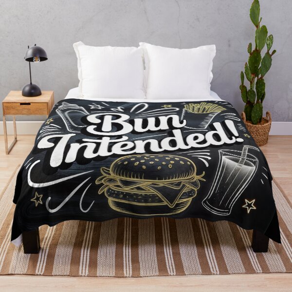 Item preview, Funny Burger Quote Art – “Bun Intended” Retro Diner Chalkboard Design designed and sold by ForeverPrintsOK.