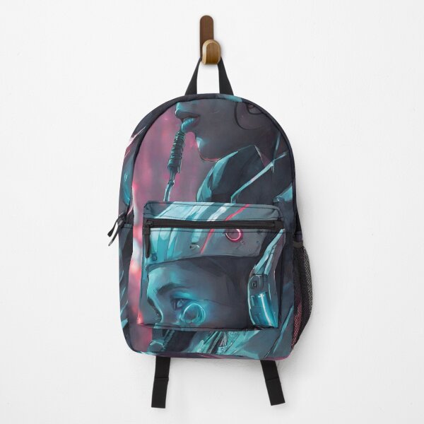 Item preview, Neon Sentinel – Cyberpunk Soldier in Futuristic Cityscape designed and sold by echowood26.