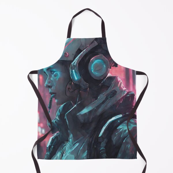 Item preview, Neon Sentinel – Cyberpunk Soldier in Futuristic Cityscape designed and sold by echowood26.