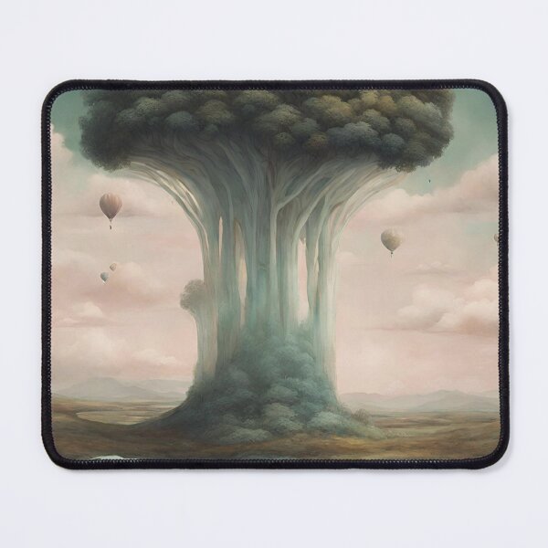 Item preview, Floating Forest Island – Surreal Tree House with Hot Air Balloons designed and sold by echowood26.
