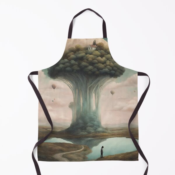 Item preview, Floating Forest Island – Surreal Tree House with Hot Air Balloons designed and sold by echowood26.