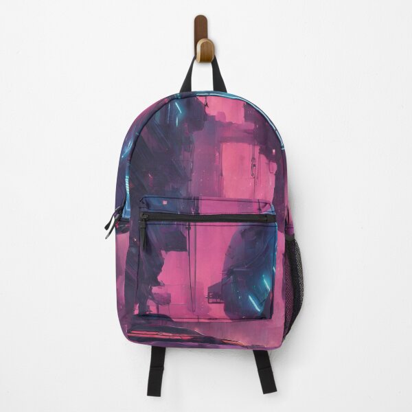 Item preview, Futuristic Cityscape – Neon Pink Sci-Fi Scene with Spaceship Departure designed and sold by echowood26.