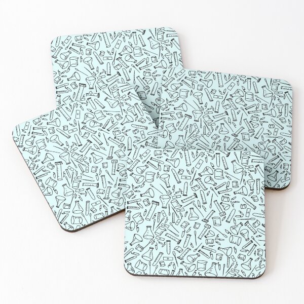 Item preview, Lab glassware, square--black on light background (blue) designed and sold by Itinlea.