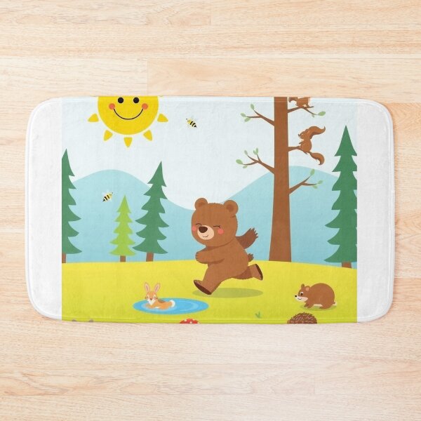 Item preview, Young bear running across meadow designed and sold by MADandSANE-MArt.