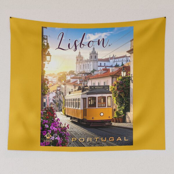 Item preview, Vintage-style Lisbon Tram Travel Poster designed and sold by travelwitheric.