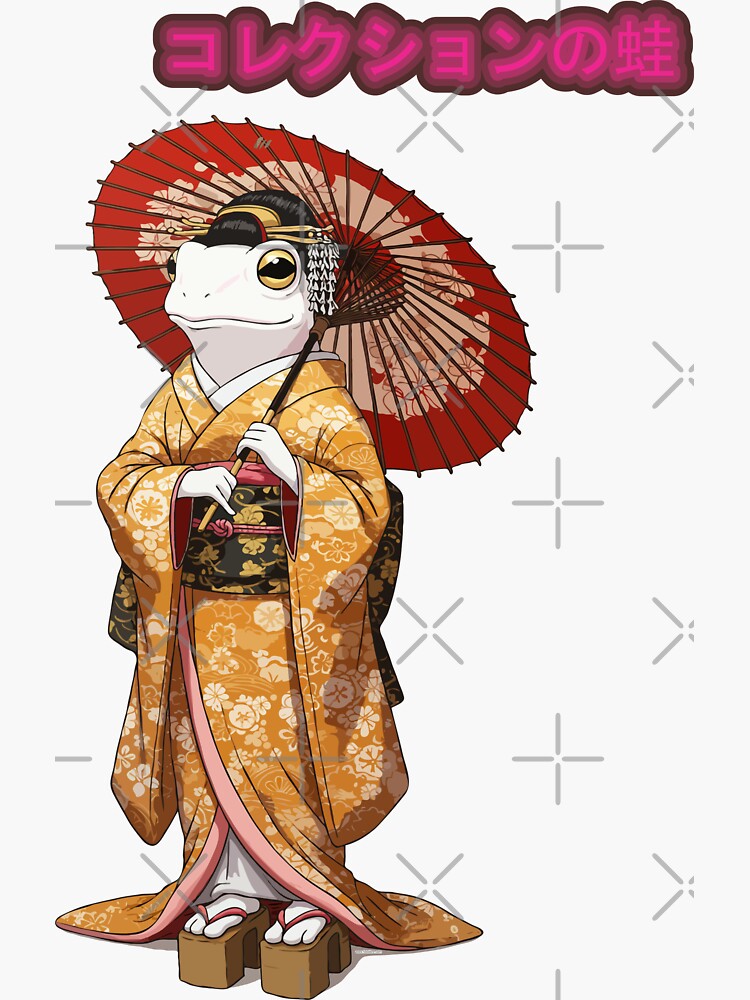 Imagen 3 de 3, Pegatina con la obra Colección de ranas japonesas, diseñada y vendida por FotoLibreStudio.