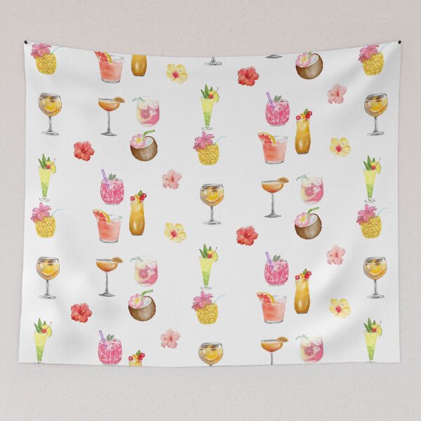 Item preview, Watercolor Tropical Drinks and Flowers  designed and sold by silviaol.