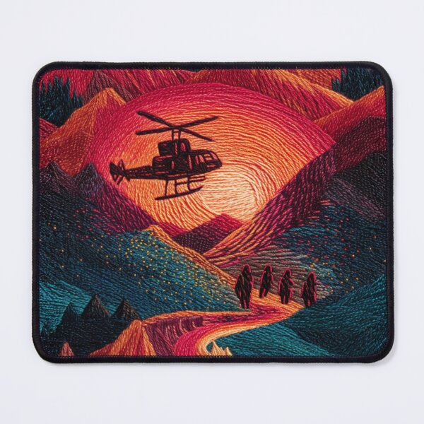 Item preview, Helicopter Rescue Faux Embroidery Fabric designed and sold by Nicholas Panek.