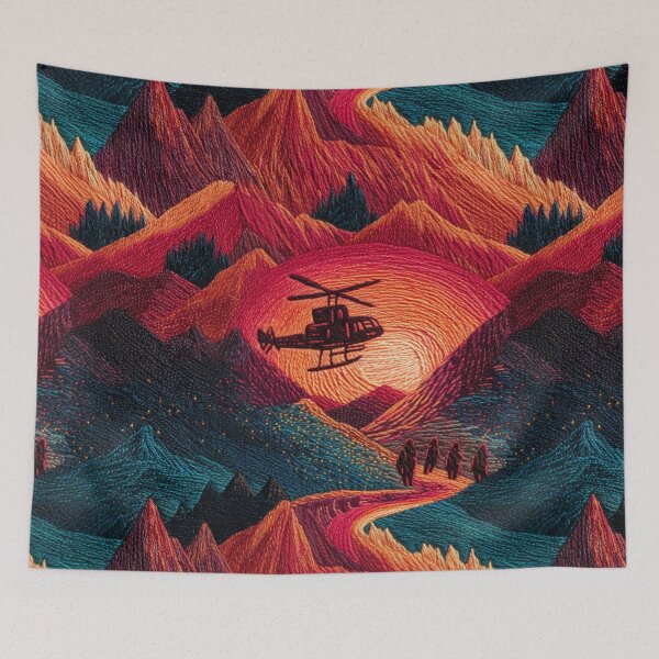 Item preview, Helicopter Rescue Faux Embroidery Fabric designed and sold by Nicholas Panek.