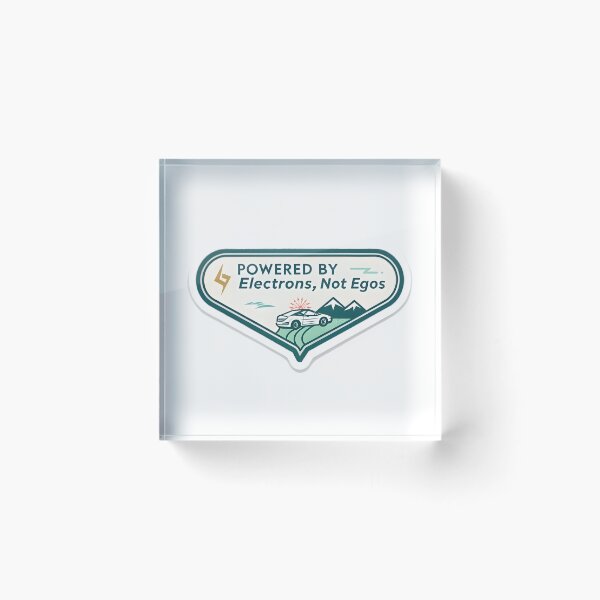 Item preview, "Powered By Electrons, Not Egos" Tesla Bumper designed and sold by MiscellaneaShop.