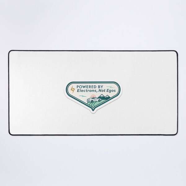 Item preview, "Powered By Electrons, Not Egos" Tesla Bumper designed and sold by MiscellaneaShop.