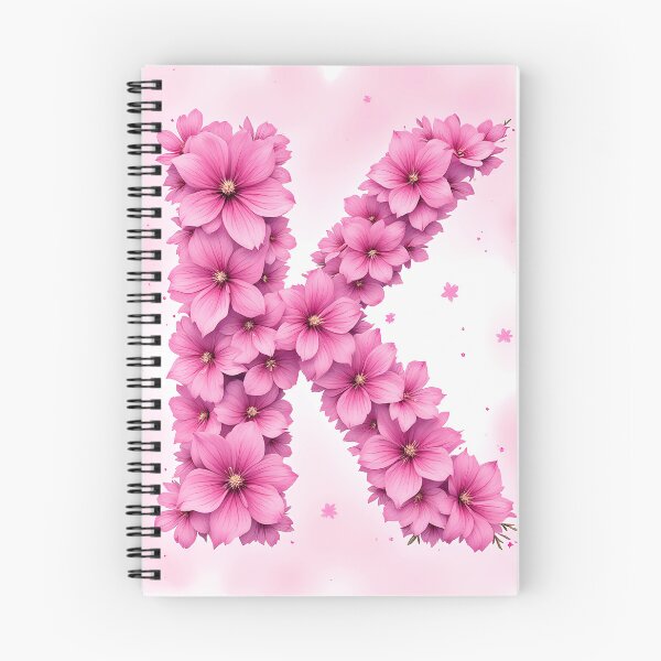 Aperçu de l'œuvre Lettre K rose / Monogramme initial floral pour filles créée et vendue par roxysnextgenart.