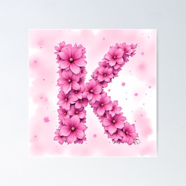 Artikelvorschau, Rosa Buchstabe K / Floral Initial Monogramm für Mädchen entworfen und verkauft von roxysnextgenart.