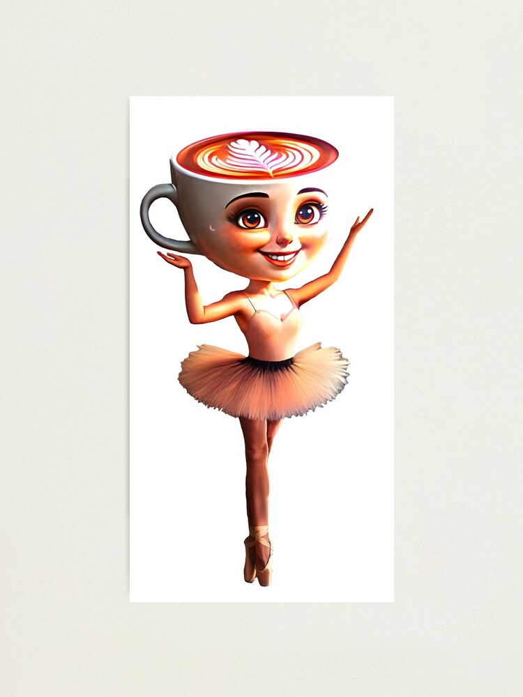Ballerina Cappucina cutout - beautiful female ballet dancer cup brainrot meme Photographic Print