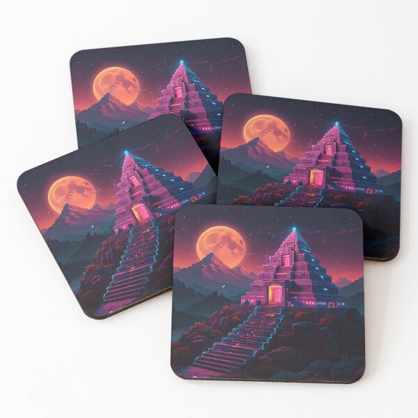 Item preview, Neon Pyramid Night - Fantasy Temple Landscape designed and sold by VA Design.
