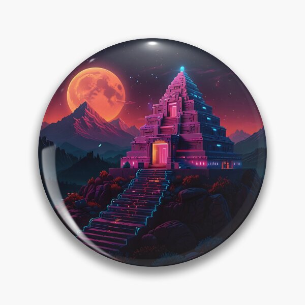 Item preview, Neon Pyramid Night - Fantasy Temple Landscape designed and sold by VA Design.