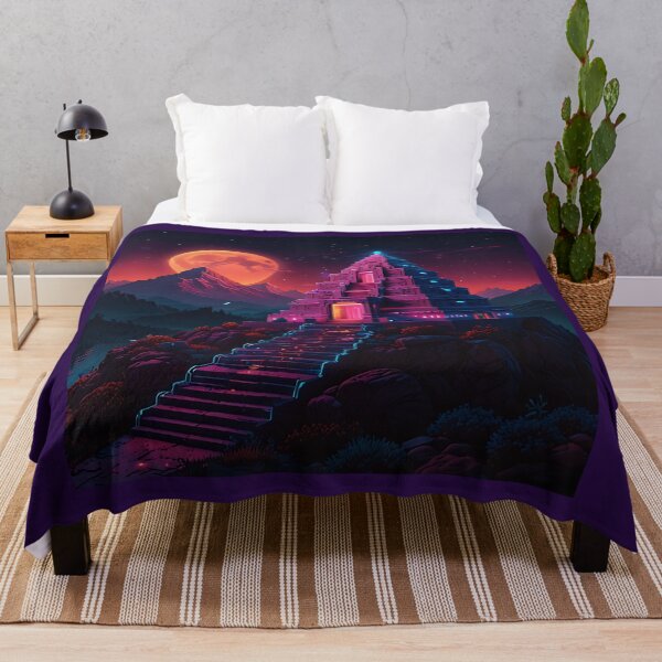 Item preview, Neon Pyramid Night - Fantasy Temple Landscape designed and sold by VA Design.
