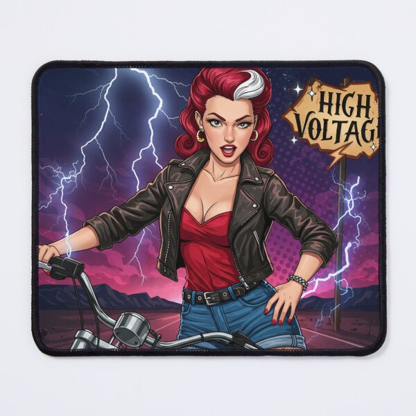 Item preview, Electric Rebel Woman on a Motorcycle designed and sold by JonelleTshirts.