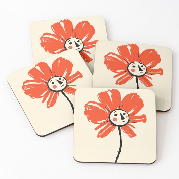 Item preview, Whimsical Red Flower with Human Face – Abstract Floral Art designed and sold by ArtazaBazaar.